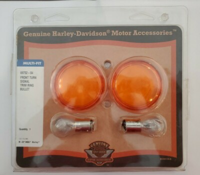 Genuine Harley Davidson Front Turn Signal Trim Ring Bullet & Bulbs