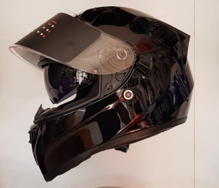 CASCO INTEGRALE CON VISIERINO SOLARE NERO LUCIDO ORIGINE STRADA TG S