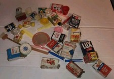 Large Lot of Miniature Doll House FOod Items Bathrrom Kitchen Items