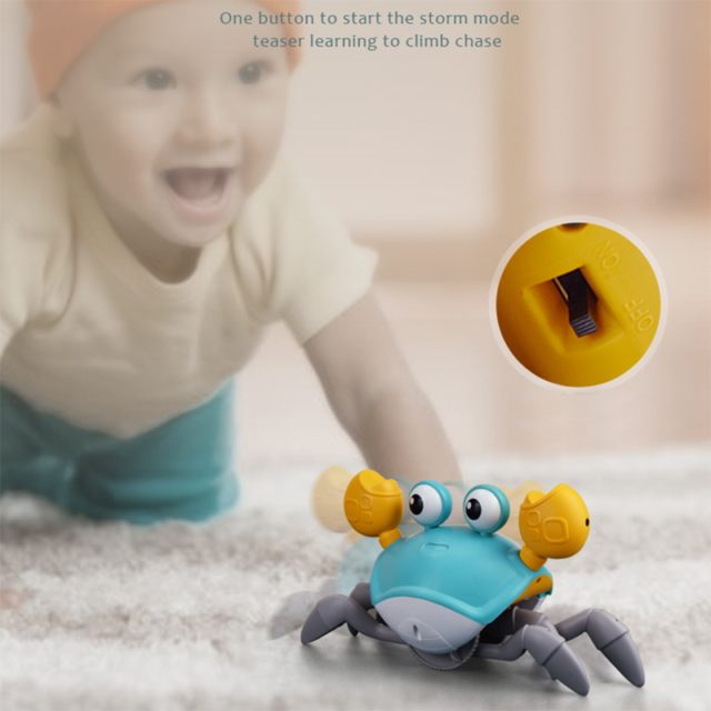 Baby Crawling Crab Musical Toy Toddler Electric Light Up Crawling Moving Toys NF10572