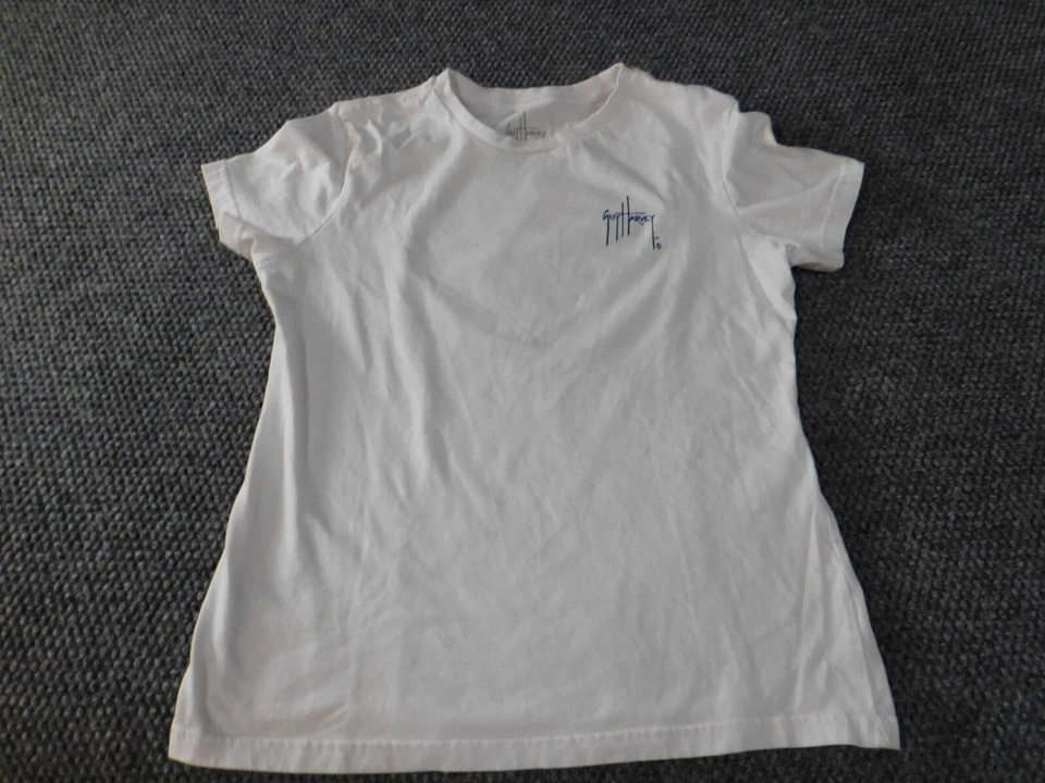 Guy Harvey Mujer Camisa Pequeña Blanco Gráfico Camiseta Pez Playa Isla Top Foto 3 de 4