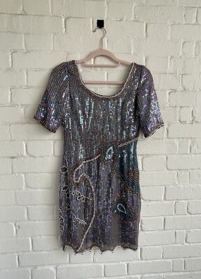 Monsoon Fusion Womens Embellished Party Dress Sequins & Beads Size U.K. 8 Eur 36