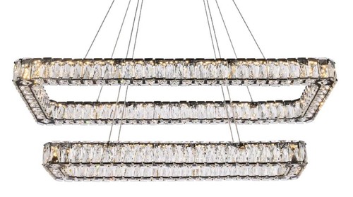 Crystal Chandelier LED Modern Black Foyer or Dining Room Light Fixture 42 inch - Picture 5 of 9