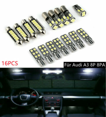 16X SMD LED Innenraumbeleuchtung Für Audi A3 8P 8PA Weiss Innenbeleuchtung Weiß