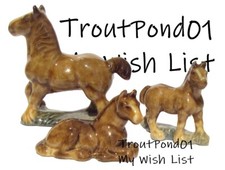 Wade Whimsies Porcelain Figuines Horse Set # 1 Family Adult 2 Foals 1974 Horses