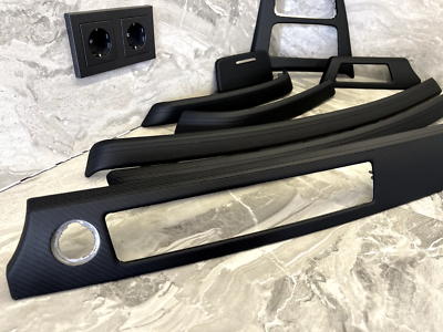 BMW E90 E91 CARBON LEATHER Interior Trim Kit set BLACK STITCHES