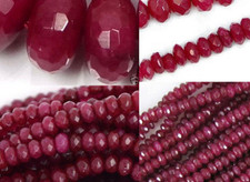 Faceted 2x4mm/4x6mm/5x8mm Brazil Red Jade Gemstone Rondelle Loose Beads 15''
