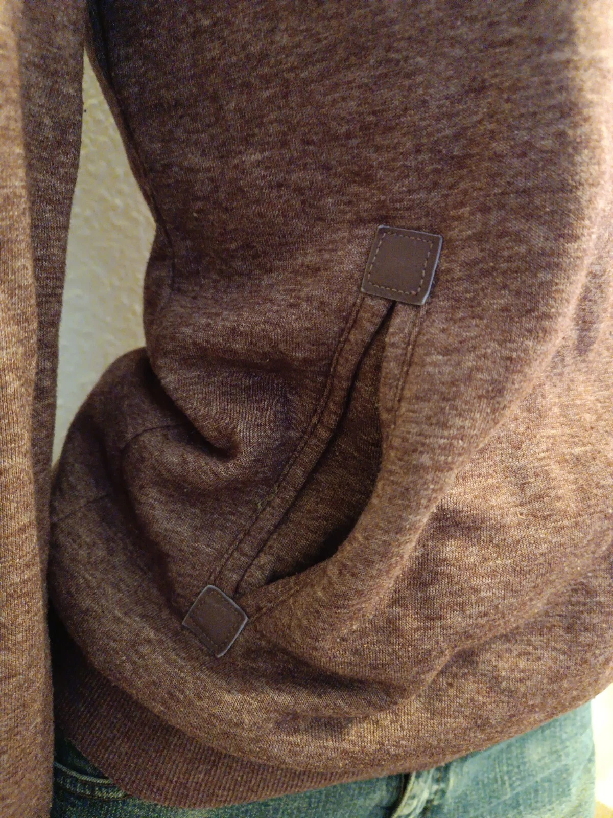 SACAI * Felpa con cappuccio Jean Pascale taglia XS 34 TOP canguro borsa melanzana