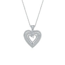 2 Ct Heart Pendant Necklace Women's Necklace 14K White Gold Plated Solid Silver