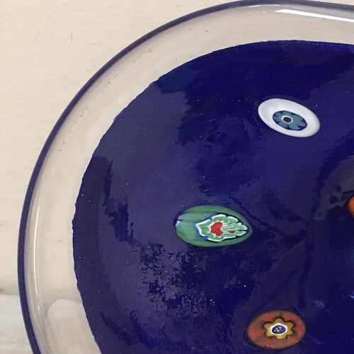 ARTE MURANO LAVORAZIONE Italian Freeform Dish Cobalt Blue MILLEFIORI - Picture 7 of 11