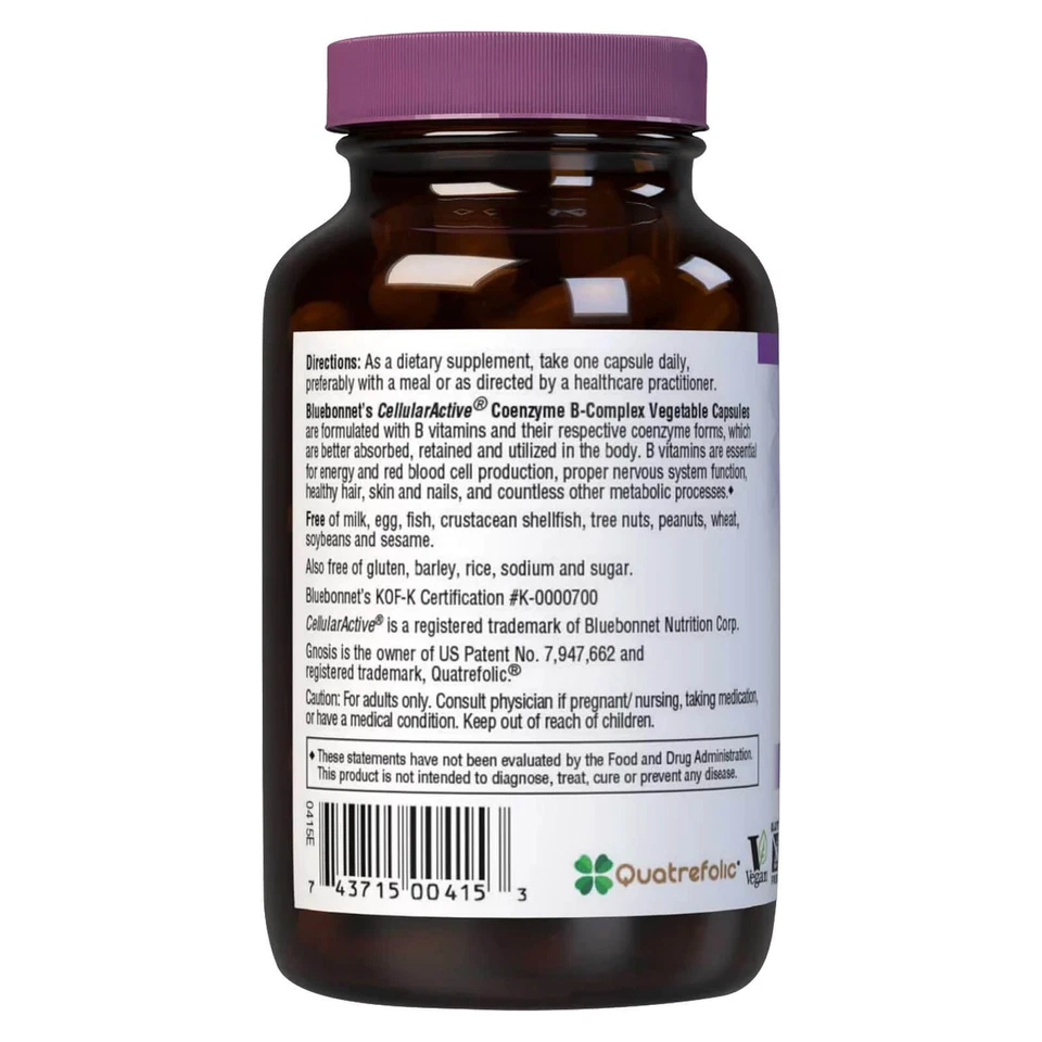 Bluebonnet клеточный активный коэнзим комплекс B 100 растительных капсул - Изображение 3 из 4