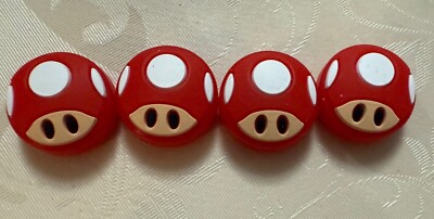 Set Of 4 Mario Brothers Red Mushroom Thumb Caps For Ps5/Xbox