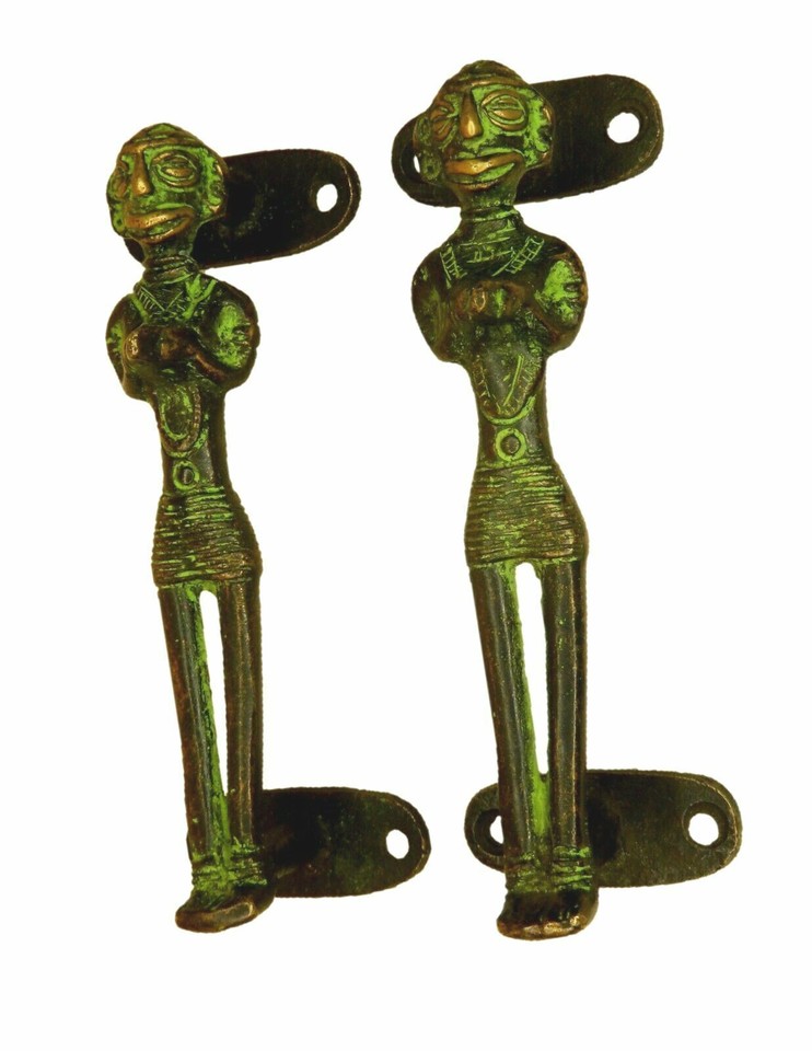 Tribal Lady Door Handle Victorian Style Handmade Brass Wardrobe Window