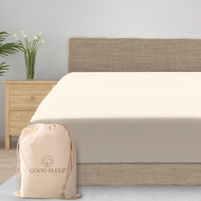 Good Sleep Bettwäsche 800 Fadenzahl Spannbetttuch mit Gummizug ELFENBEIN
