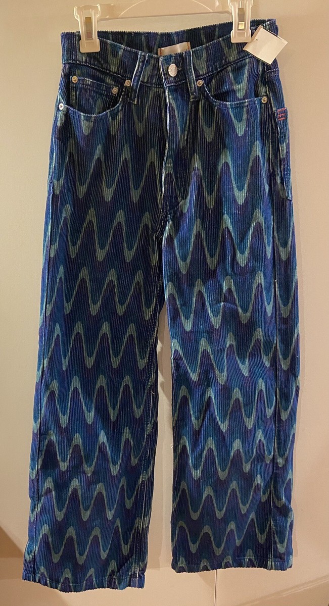 URBAN OUTFITTERS BDG PANTS 24 HIGH & WIDE CORDUROY PANT BLUE