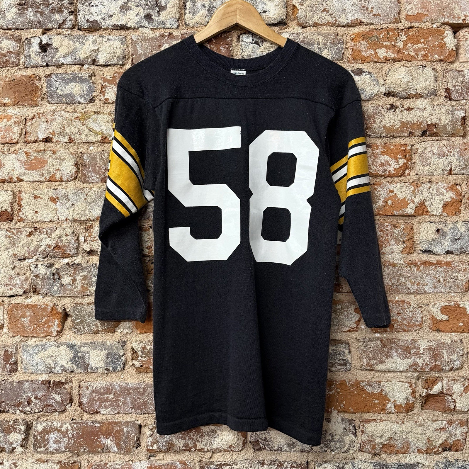 Vintage 60’s Durene Football Jersey Mason Athletic Wear Size 34-36 Black /Yellow