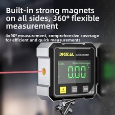 Inclinometer Digital Display Angle Gauge 360° Magnetic Electronic Level Laser