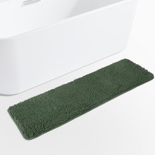 Green Bathroom Rug 17x47 Inch Thick Chenille Absorbent Washable NonSlip Mat