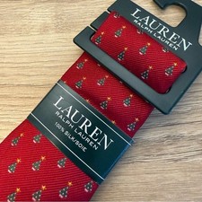 NWT Lauren Ralph Lauren Boys Christmas Tree Tie Red 100 Silk Holiday Necktie