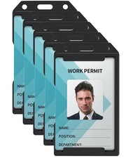 Pawfly 5 Pack 3-Card Badge Holder Vertical Double-Sided 5 Pack, Black 