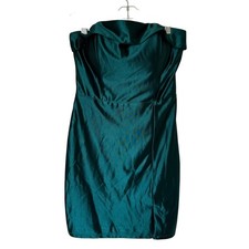 Crystal Doll Mini Dress Womens Size 7 Emerald Green Excellent Satin Cowl Neck