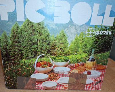 ABSOLUTE RARITÄT * Guzzini Pic Boll Picknick Set in weiß * 60.-70.er NEUWERTIG