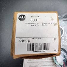 Allen Bradley 800T-D2 Push Button Black Mushroom Mom. Type 4/13 Ser T New