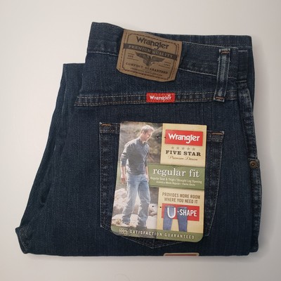 Wrangler Jeans Size 30X30 Denim Five Star Regular Fit Dark Wash NEW