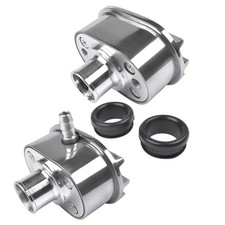Polished Aluminum Finned Oval Air Breather Combo Valve Cover Set Of 2 Breathers Polished Aluminum Finned Oval Air Breather Combo Valve Cover Set Of 2 Breathers