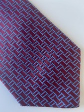 Brooks Brothers Makers 100 Silk USA Made Woven Italy Tie Red Blue Geometric 58
