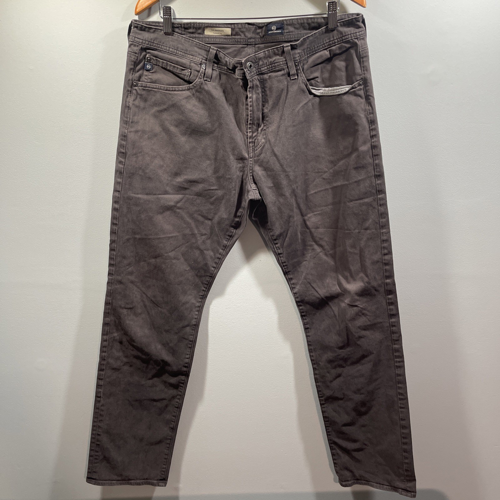 AG Adriano Goldschmied Mens 36x34 Gray The Graduate Tailored Stretch Jeans