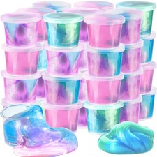 HFCHUPIN Galaxy Slime Kit, Pink Bule Green 24 Pack DIY Stress Relief Putty Toy