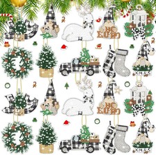 Realspring 20 Pcs Christmas Diamond Art Ornaments 5d Winter Diamo