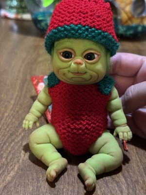 Baby Grimley Silicone Grinch Doll 6   By Artist Elena Koufaki silicone Darlings