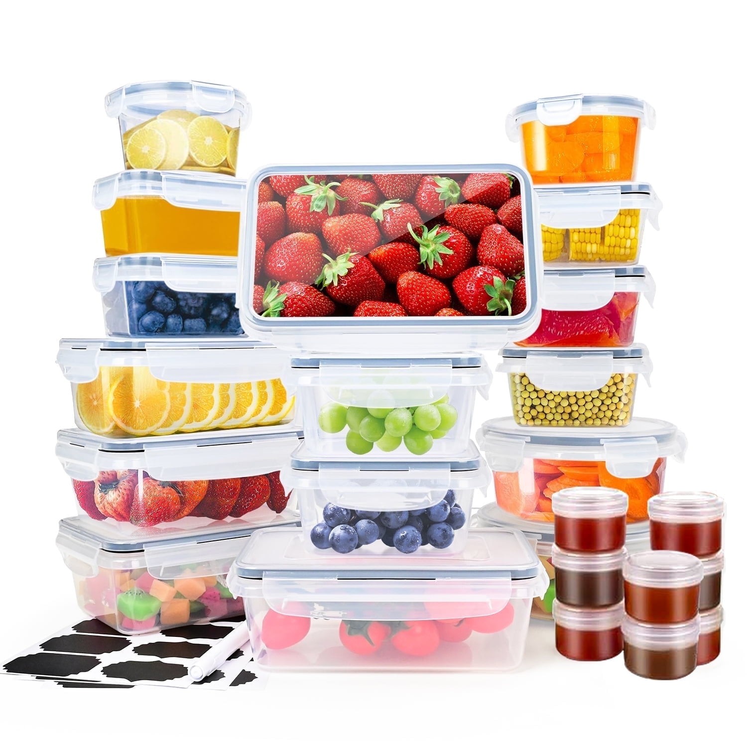 TINANA 53964 Food Storage Containers 52 PCS Airtight Kitchen Storage with Labels 9790₽