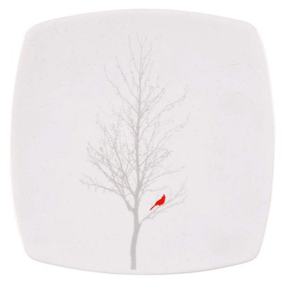 222 Fifth Winter Cardinal Square Appetizer Plate 9577203