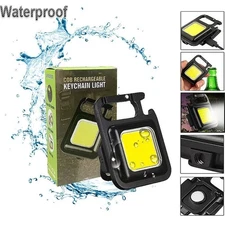Mini USB Rechargeable LED Keychain Flashlight 800LM COB Work Light 4 Modes