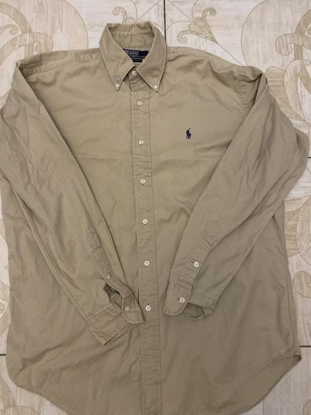 Men Polo Ralph Lauren Shirt Beige Cotton M