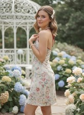 Vintage Y2k Ralph Lauren Dress Small Floral Babydoll Halter Cottagecore Coquette