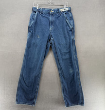 Carhartt Jeans Mens 32X32 Blue Dungaree Fit Straight Leg Carpenter Workwear