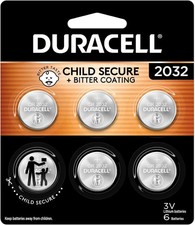 Duracell CR2032 Lithium Battery, 6-Pack for Airtags and Key Fobs, 3V