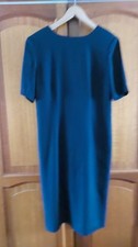 Vintage Jaeger Women's Little Black Plain Dress Pure New Wool Size UK 12 Midi