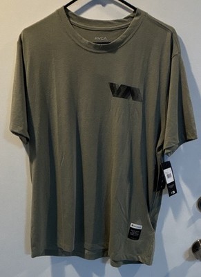 RVCA VA Blur Fill SS T-Shirt Men's M Green Crew Neck Moisture Wicking