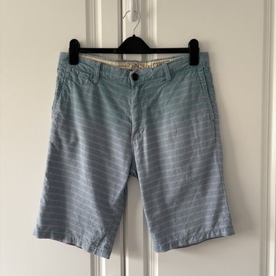 Men's Matalan Easy Blue & Lilac Striped Chino Shorts W32 100% Cotton Summer
