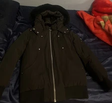 Moose Knuckles Black Fur Bomber Jacket for Kids Sizes size 8 medium