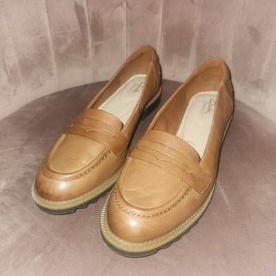 Clarks Collection Leather Loafers Westlynn Bay Tan Womens 10