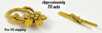 Antique Bronze Toggle Clasps Jewelry Making Supplies Vintage Style 70 Sets