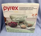 Pyrex Light Green Colored Glass Mixing Bowl Set w/ Lids 8 Piece Set NEW SEALED