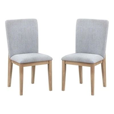 Caspian Set of 2 Gray Linen Fabric and Oak Finish Dining Chair