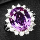 925 Sterling Silver White Gold Rings Luscious Lavender Purple Sapphire 7.50Ct